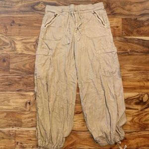 American Eagle Outfitters Tan Cargo Drawstring Pants